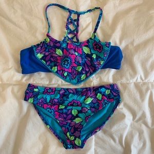 Girls bathing suit L 10-12 floral
